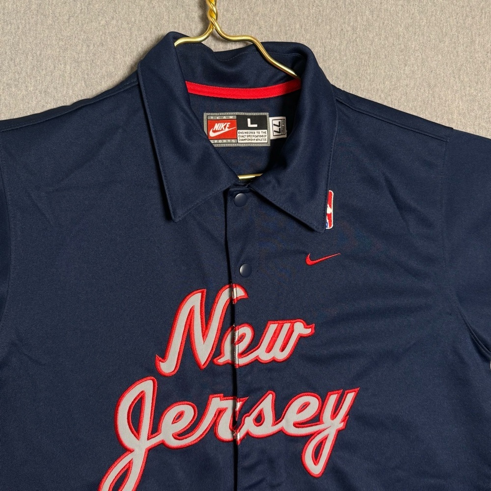 New Jersey Nets Nike Warm Up Jacket YOUTH Large Vintage Throwback Embroidered - Picture 2 of 8
